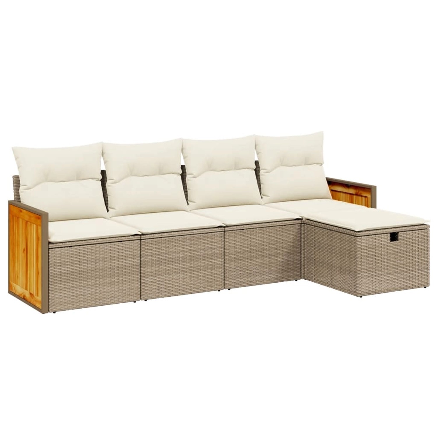 vidaXL 5-Tlg Garten-Sofagarnitur mit Kissen Beige Poly Rattan 3265720 günstig online kaufen