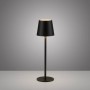 Schwarze Akku-LED-Tischleuchte Boteria, Ø 11 cm, 37 cm hoch, für den Innen- und Außenbereich.