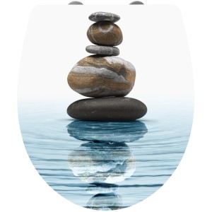 Wenko WC-Sitz Meditation mit Steinmotiv und Absenkautomatik.