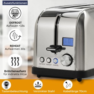 Sommertal Toaster ST1500 XXL 4 Scheiben mit Brötchenaufsatz