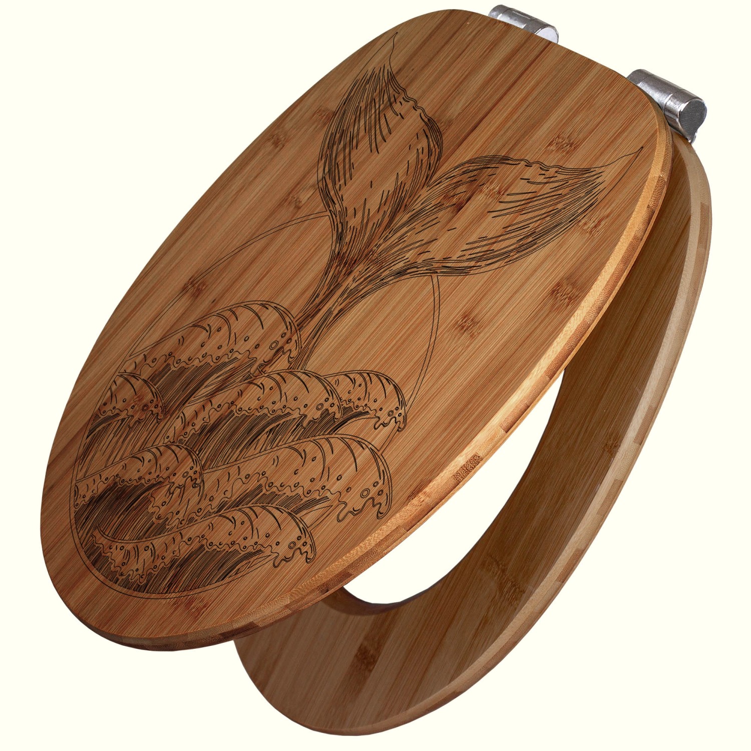 Banjado WC Sitz Bambus Holz Mit Gravur Toilettendeckel Mit Absenkautomatik günstig online kaufen
