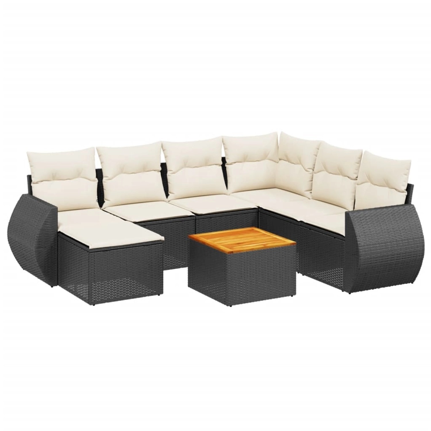 vidaXL 8-Tlg Garten-Sofagarnitur mit Kissen Schwarz Poly Rattan 3225118