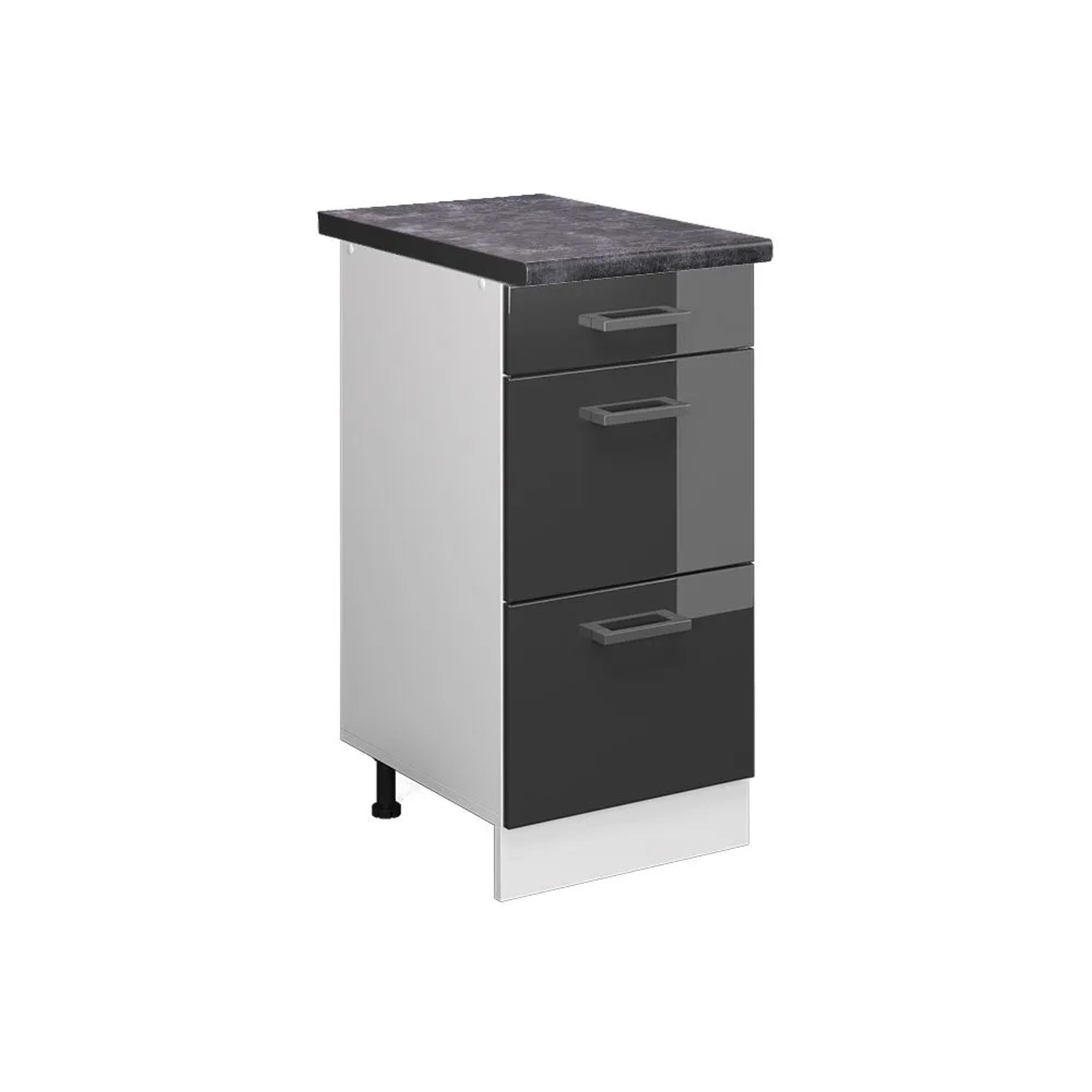 Vicco Küchenunterschrank R-Line Anthrazit Hochglanz Weiß 40 cm mit Schubladen AP Anthrazit