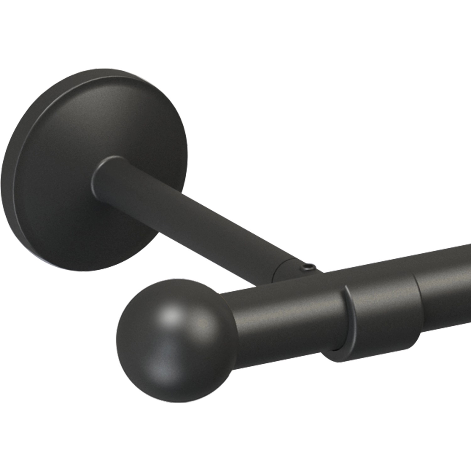 Schwarzes Gardinenstangen-Endstück in Kugelform, Ø 19 mm.