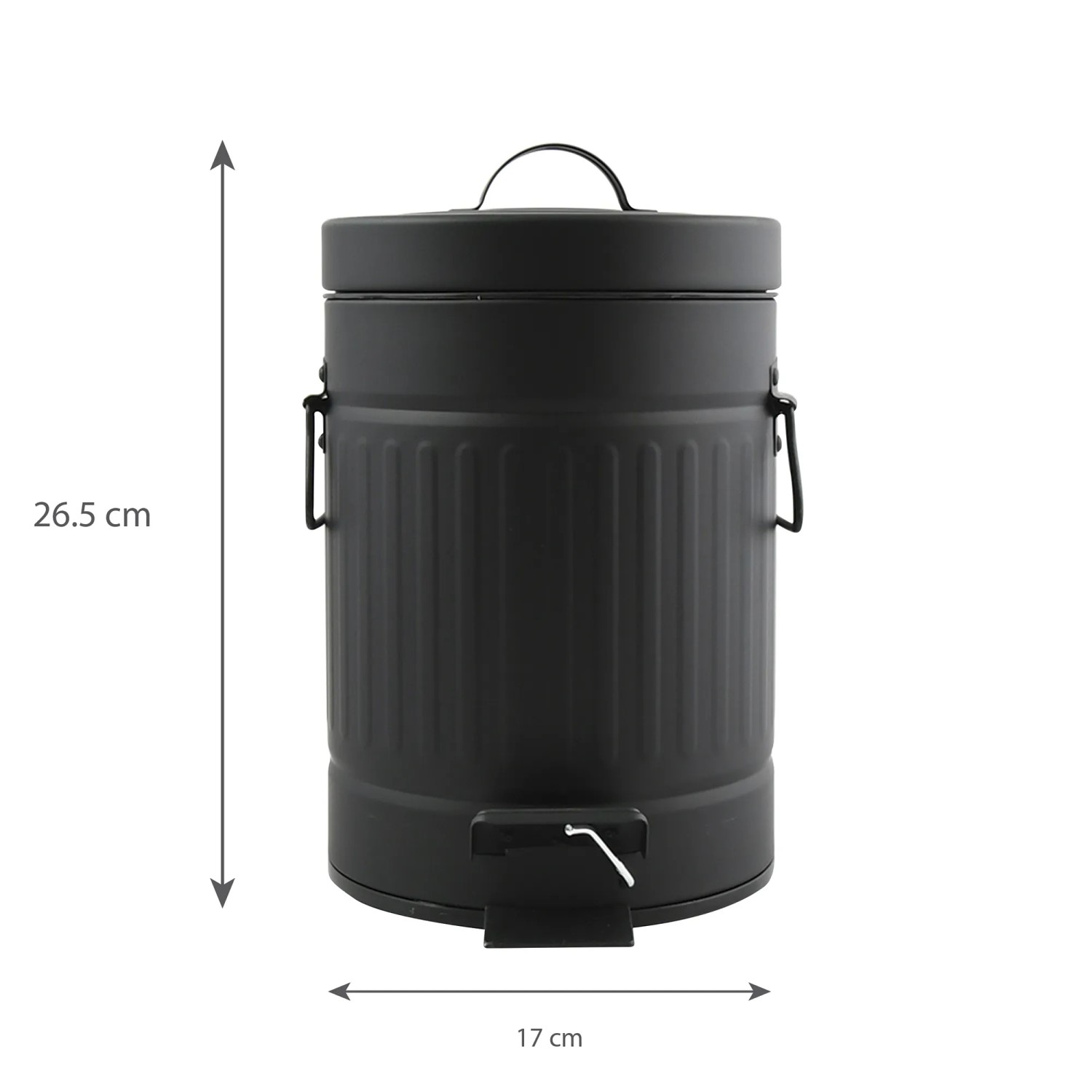 Schwarzer MSV Kosmetikeimer Habana, 3 Liter, Treteimer aus Stahl mit herausnehmbarem Inneneimer.