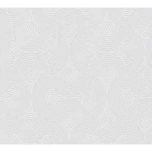 Überstreichbare Vliestapete mit geometrischen Kreisen im 70er Jahre Retro-Design.