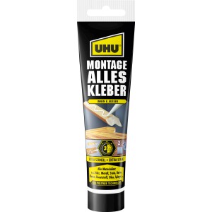 Uhu Montage Alleskleber, 165g Tube, für universelle Anwendungen im Innen- und Außenbereich.