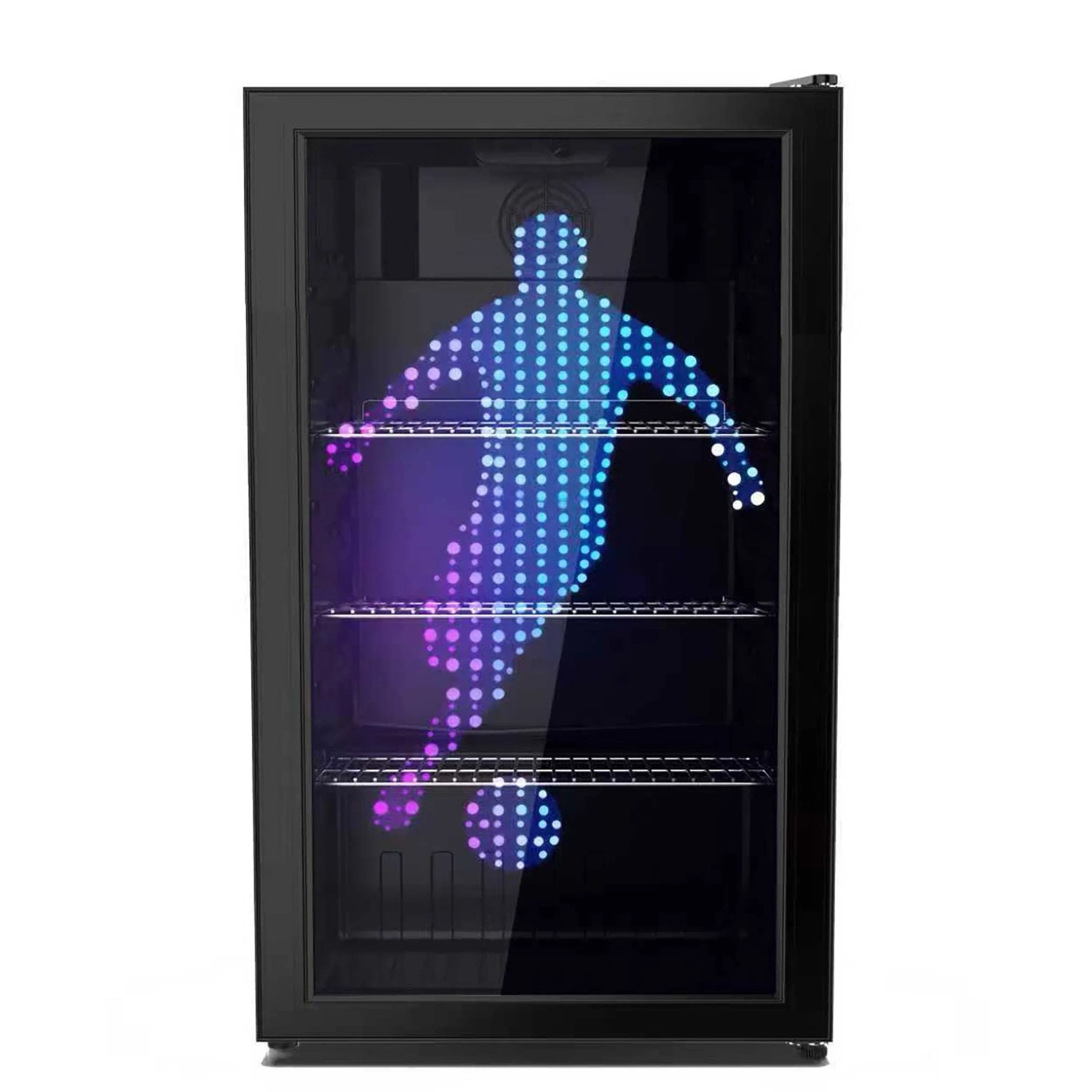 PKM Flaschenkühlschrank GKS83FC1 mit LED-Motiv 89, Schwarz