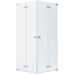 Schöner Wohnen Eckdusche mit 2 Drehfalttüren, silbermatte Beschläge, 80x90x200 cm.