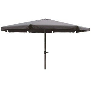 Lex XXL Alu Sonnenschirm Ø 4m Kurbelschirm Gartenschirm Marktschirm Krempe Steingrau