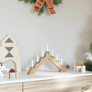 Braune vidaXL Weihnachtskerzenbrücke mit 7 LEDs als festliche Weihnachtsdekoration.
