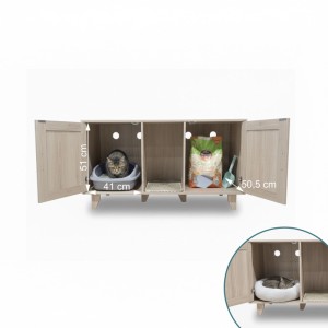 Relaxdays Katzenschrank MDF Holzwerkstoff Eisen Grau Mit 2 Kammern Höhenverstellbar Rutschfest 65 cm x 120 cm x 52 cm 25,2 kg