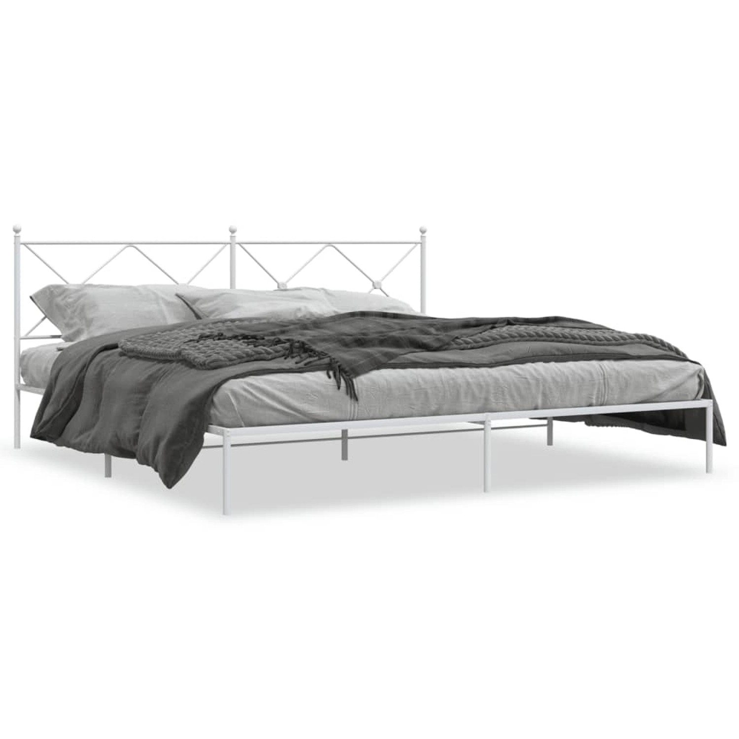vidaXL Bettgestell mit Kopfteil Metall Weiß 193x203 cm 376557 günstig online kaufen