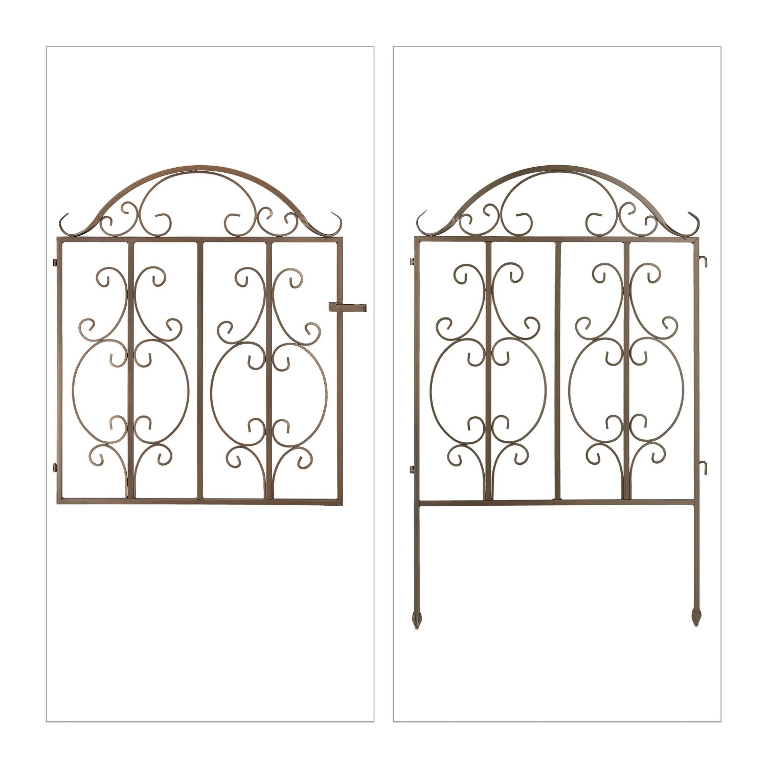 Relaxdays Gartentor Stahl Bronze 3-teilig Erweiterbar 98,5 cm x 185 cm x 2,5 cm 7,8 kg