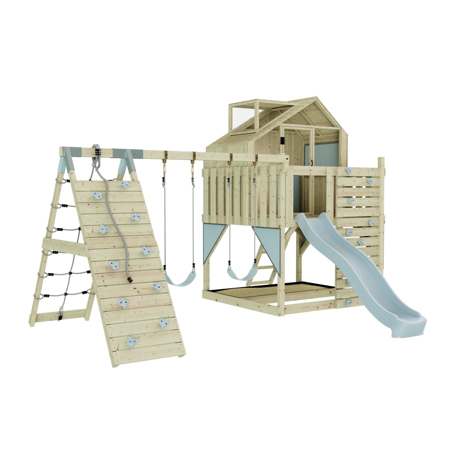 OutdoorToys Spielturm Oscar mit Kinderschaukel Eisblau