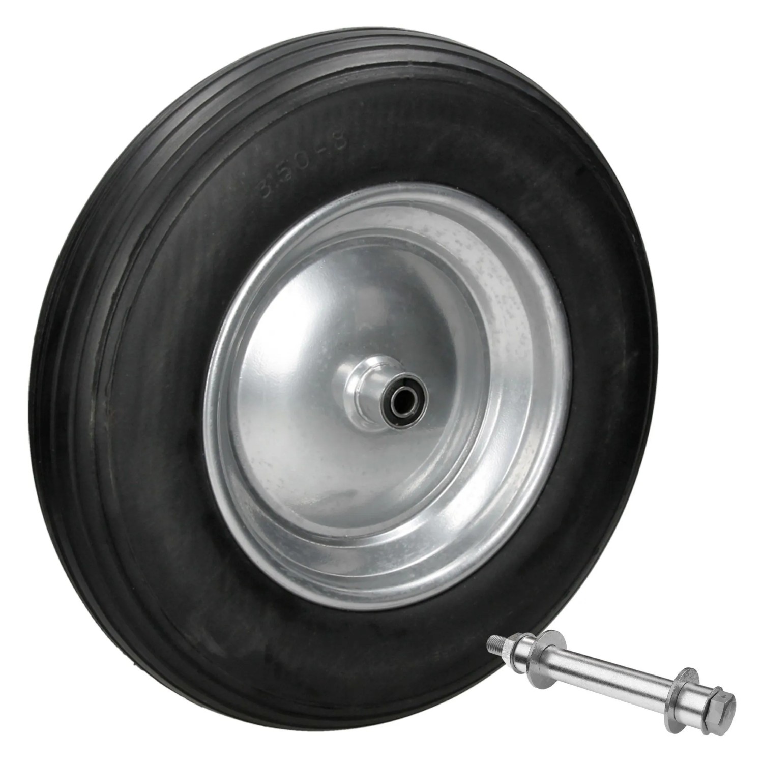 ECD Germany Schubkarrenrad aus PU Vollgummi 3.50-8/Ø350x80 mm Schwarz