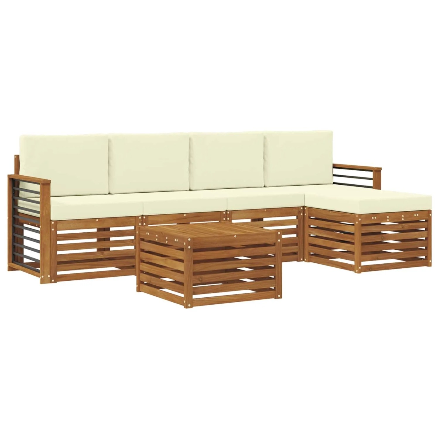 vidaXL Sofagarnituren 6 Tlg Natur und Creme Massivholz Akazie 3374700