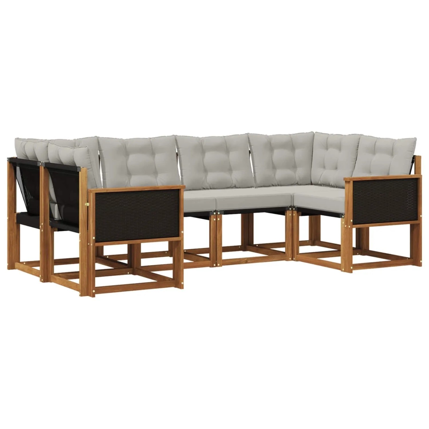 vidaXL Outdoor-Sofagarnitur mit Kissen 6 Stk Natur und Hellgrau 3382167