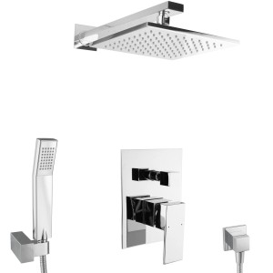 PaulGurkes Unterputz Duschset mit Kopf-, Handbrause, Armatur und Brauseschlauch, verchromt.