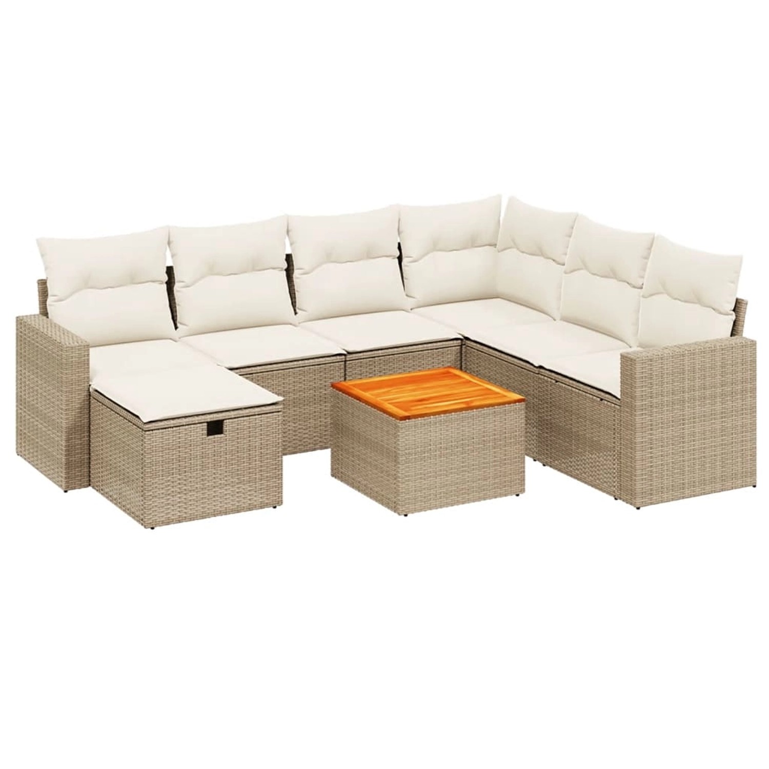 vidaXL 8-Tlg Garten-Sofagarnitur mit Kissen Beige Poly Rattan 3264852 günstig online kaufen