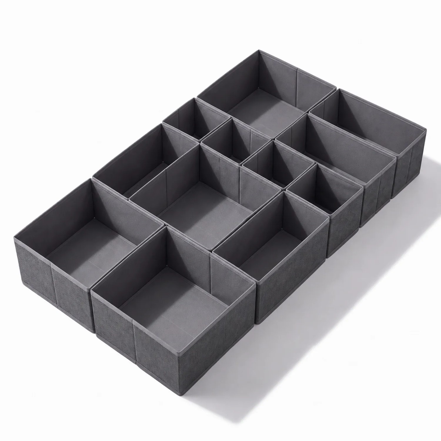 Sekey Aufbewahrungsbox Schubladen Organizer aus Vliesstoff Faltbare Aufbewahrungsboxen 12er Set 3 Größen ohne Trennfächer für MALM Kommode Schrank
