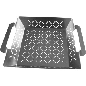 Steuber Grillkorb Groß aus Edelstahl mit Lüftungslöchern für gleichmäßiges Grillen.