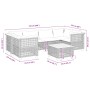 vidaXL 7-tlg. Garten-Sofagarnitur beige Poly Rattan mit Maßen, Detailansicht.