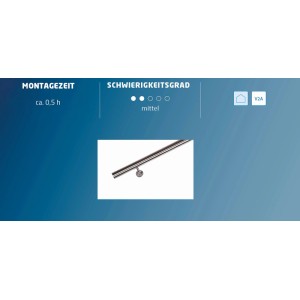 Handlaufset Kompakt Edelstahl V2A Ø 40 mm - 1.200 mm mit verschweißten Konsolen