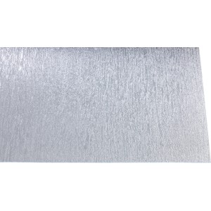 Transparente Polystyrol-Platte mit Rindenstruktur, 2,5 mm stark, 1000x500 mm, für Innenanwendungen.