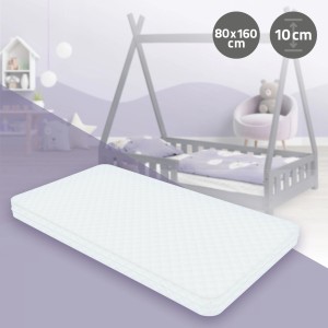 Weiße ML-Design Kindermatratze, 80x160x10 cm, schadstoffgeprüft, für Baby und Junior.