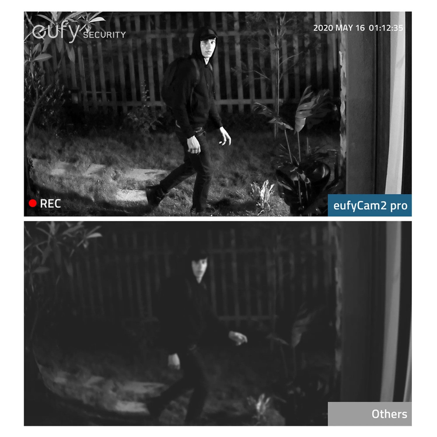 Eufy S221 Überwachungskamera 2er-Set bei Nacht: Person im Garten gefilmt.