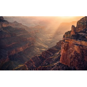 Vlies Fototapete Grand Wonder: Canyon-Landschaft im warmen Licht, 450x280 cm.