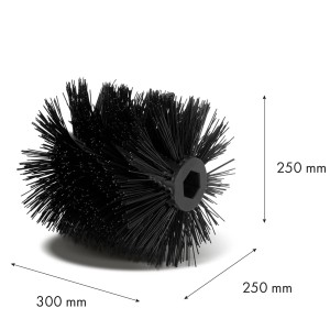 EBERTH Kehrwalze, 30cm, als Ersatzteil für Kehrmaschinen. Schwarze Bürste mit harten Borsten.