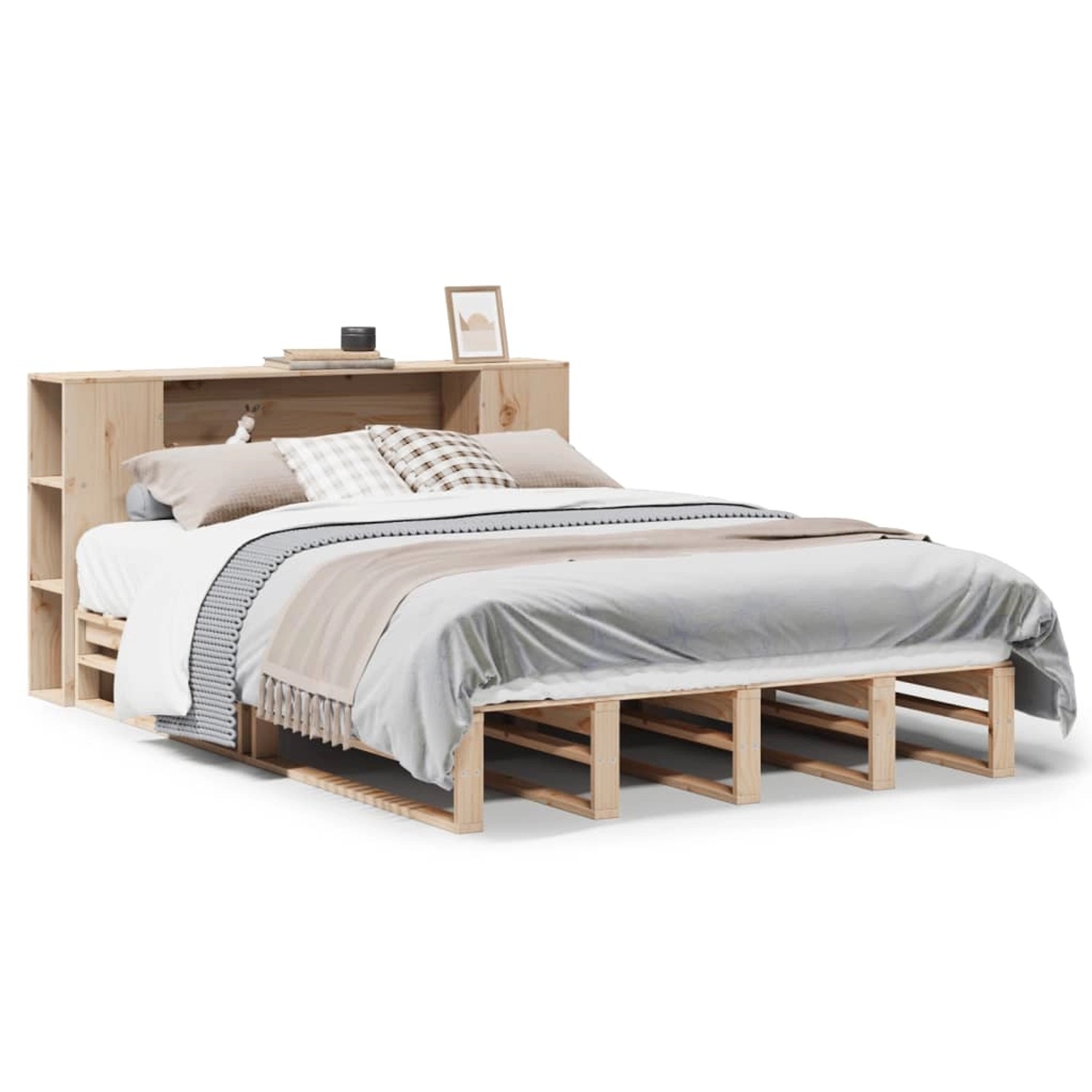 vidaXL Massivholzbett mit Regal ohne Matratze 150x200 cm Massivholz 3323878 günstig online kaufen