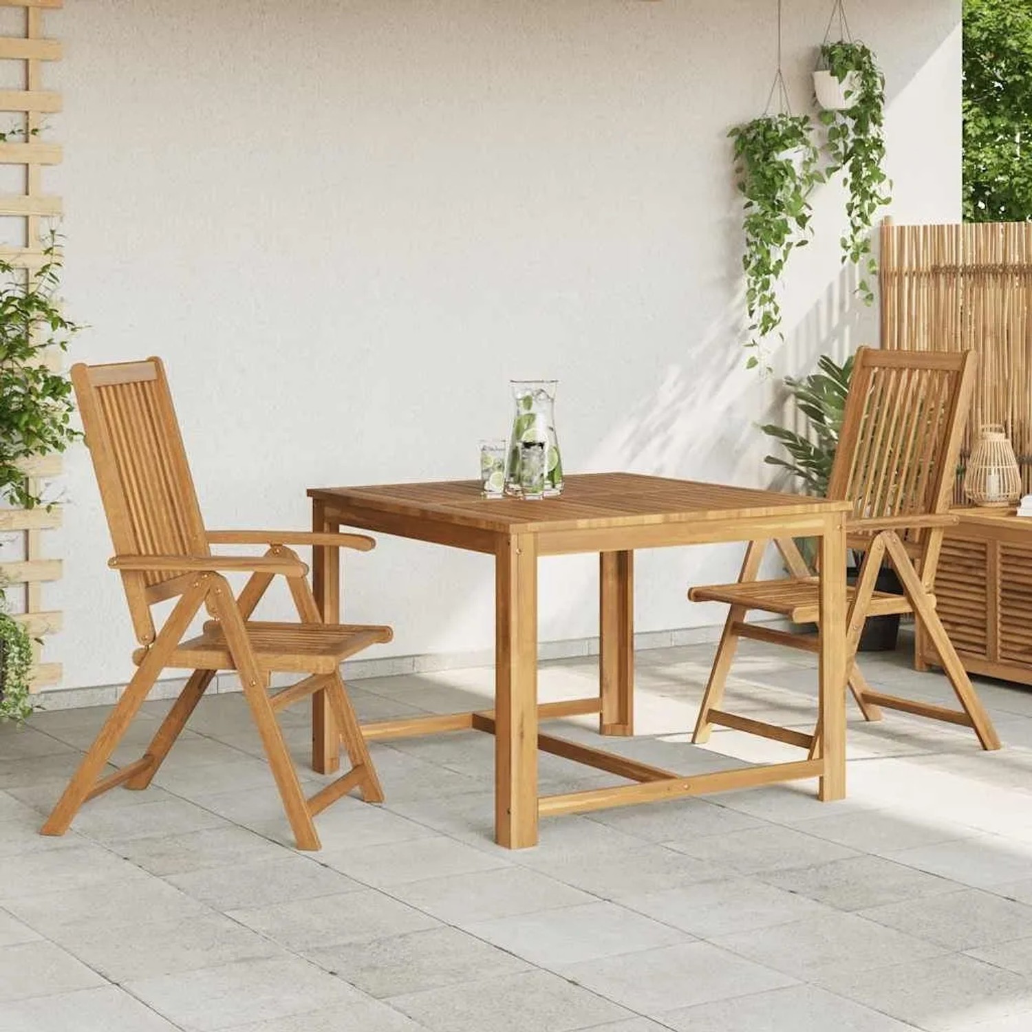 DELUKE Gartenstühle COLLI 2er Set Klappbar Akazie Massivholz Braun Gartenstuhl Holz Outdoorstühle Balkonstühle_2