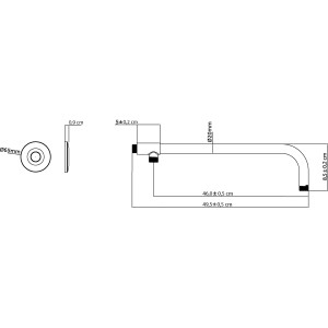 aquaSu Brausearm Soma 50cm, Chrom, technische Zeichnung mit Maßen für Kopfbrause.