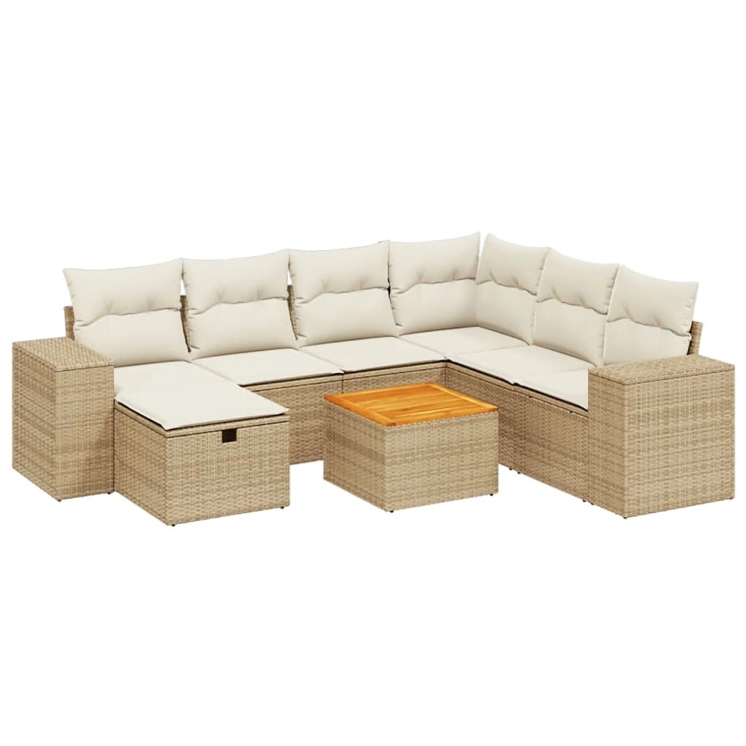 vidaXL 8-Tlg Garten-Sofagarnitur mit Kissen Beige Poly Rattan 3265188 günstig online kaufen