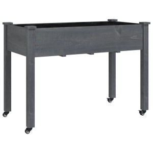 vidaXL Pflanzkübel mit Einsatz und Rollen Grau 118x59x80 cm Tannenholz 3157828