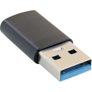 Dunkelgrauer Schwaiger USB-Adapter USB-A auf USB-C. Kompaktes Zubehör für Computer & Multimedia.