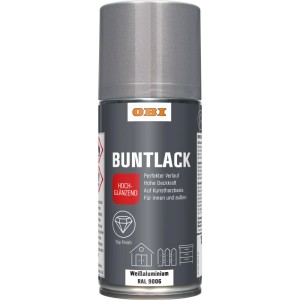 OBI Buntlack Spray RAL 9006 Weißalu hochglänzend, 150ml Dose.