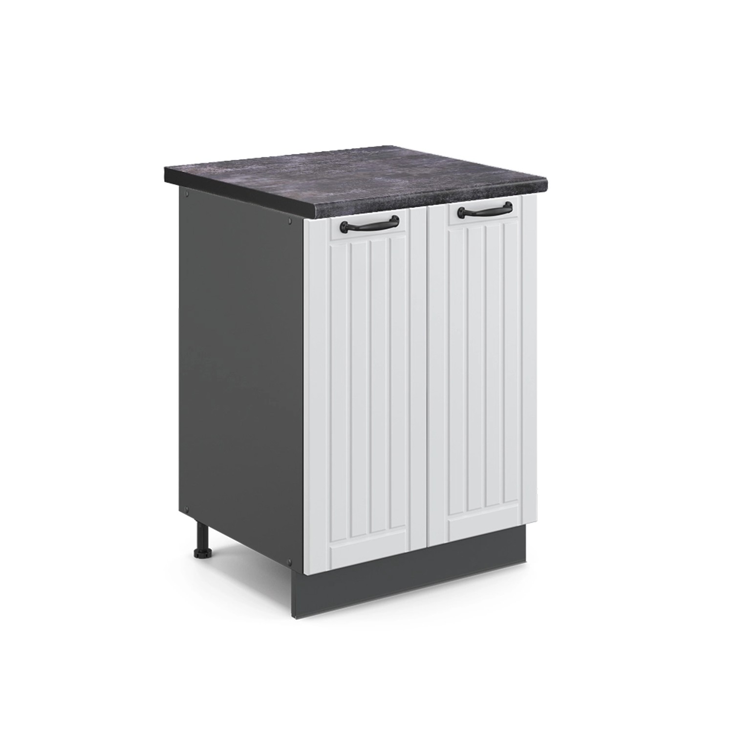 Vicco Küchenunterschrank Fame-Line Weiß Landhaus/Anthrazit 60 cm AP Eiche günstig online kaufen