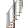 Graue Minka Spindeltreppe Metallica Smart mit Buchenholzstufen, ideal für den Innenausbau.