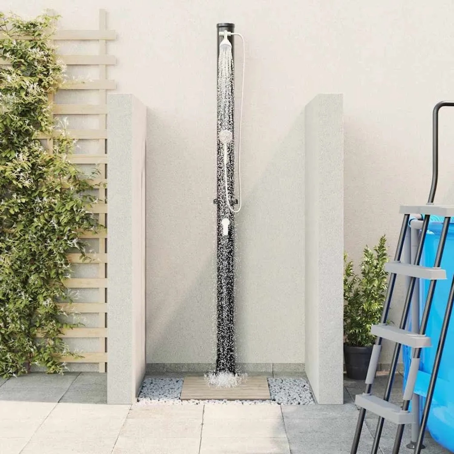 vidaXL Außen Solardusche Schwarz 217 cm PVC und Aluminium 42003409_4