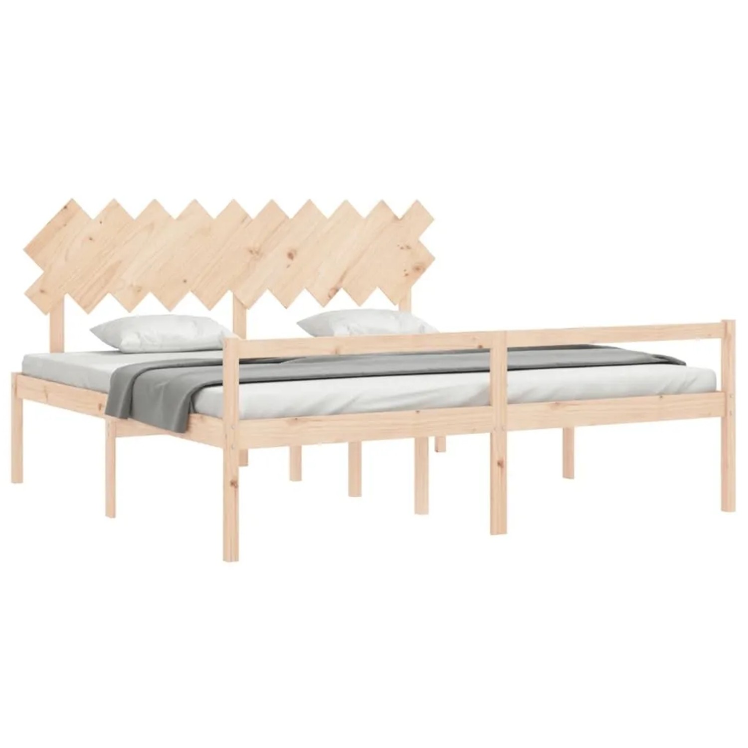 vidaXL Seniorenbett mit Kopfteil 200x200 cm Massivholz 3195566