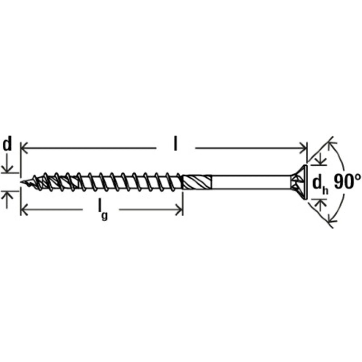 Technische Zeichnung: Fischer PowerFast II Holzschraube, Senkkopf, Teilgewinde, 6x50 mm.