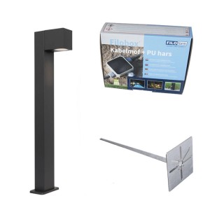 QAZQA Industrielle Outdoor Stehleuchte Dunkelgrau 65 cm IP44 Baleno