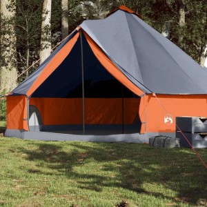 Grau-oranges Tipi-Familienzelt für 8 Personen, wasserdicht, ideal für Camping & Outdoor.