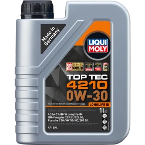 Liqui Moly Top Tec 4210 0W-30 Motoröl, 1 Liter Gebinde für Benzin- und Dieselfahrzeuge.