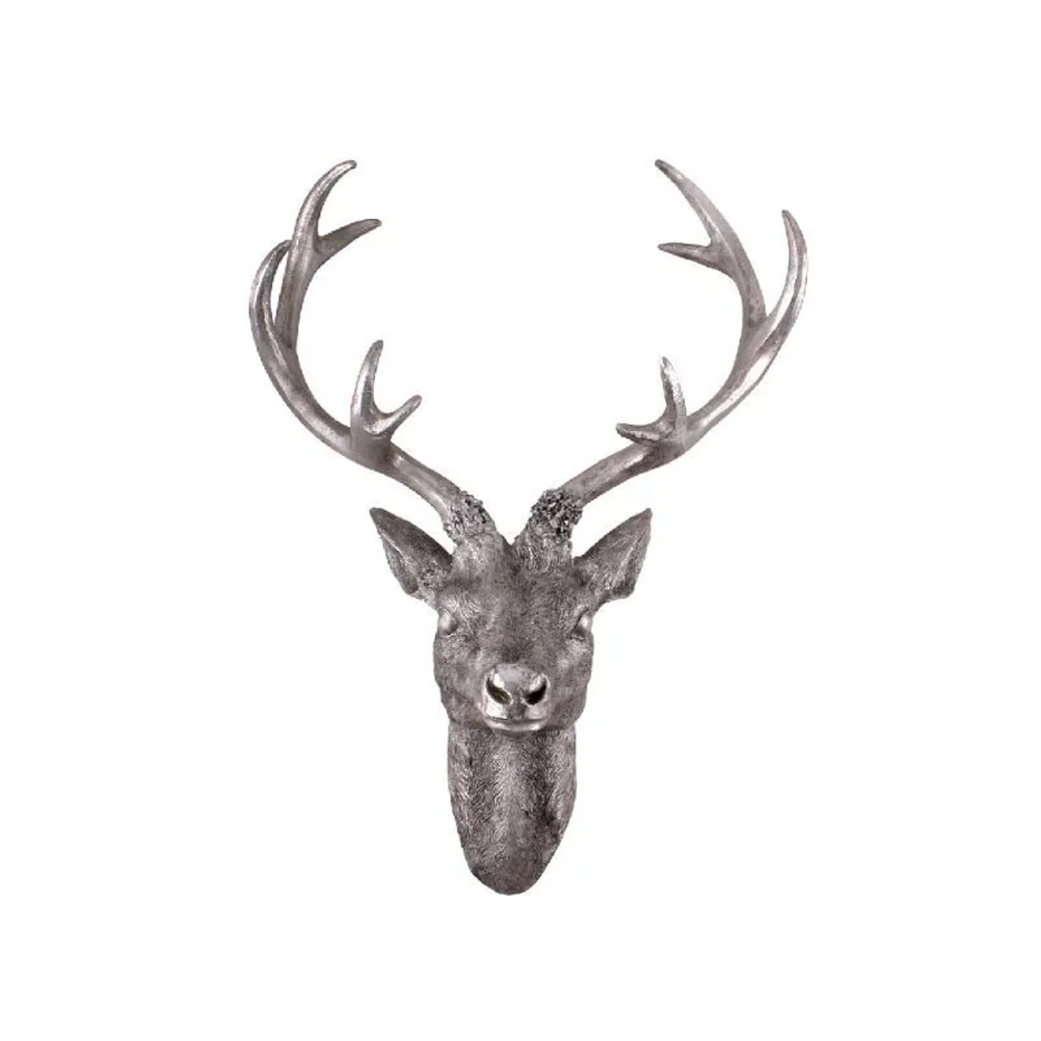 Lex Hirschgeweih Hirschkopf Wanddeko Dekoration Wandschmuck Figur Geweih Silber 20x30cm