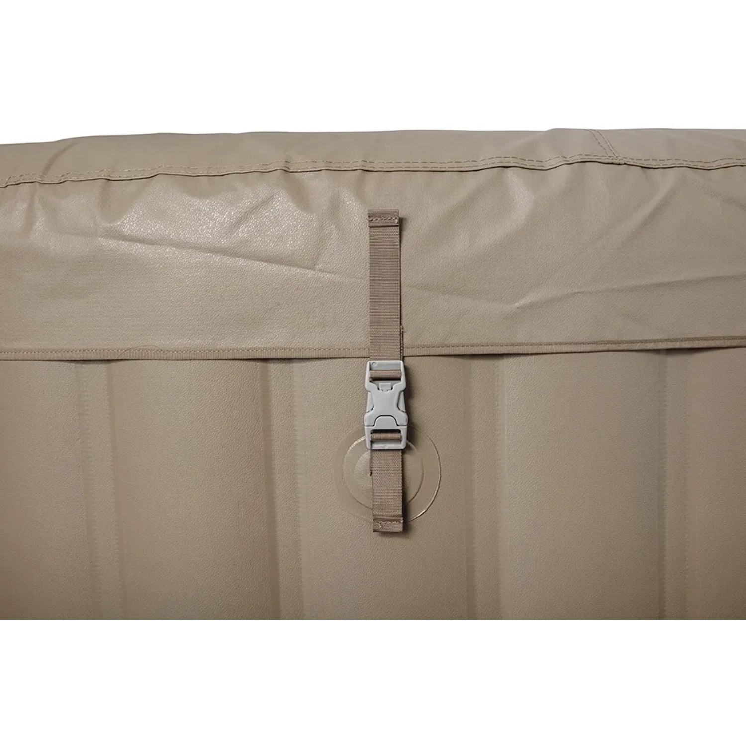Detailaufnahme der Abdeckung mit Clipverschluss des Bestway Lay-Z-Spa Palm Springs Whirlpools.